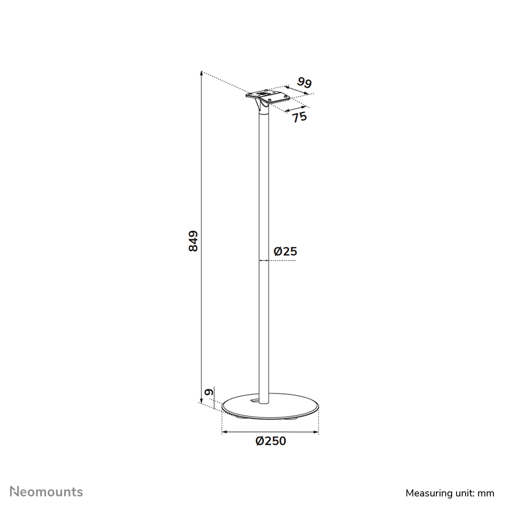 Neomounts FL45-723BL1 Vloerstandaard voor Sonos Era 300 - 85 cm hoogte - zwart